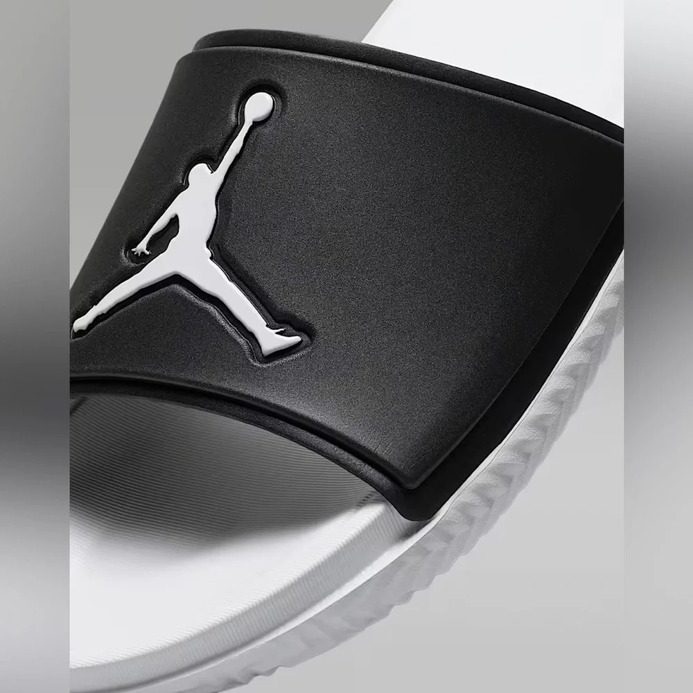 🔥 NEW Jordan Jumpman Men's Slides Sz 8 FQ1598-010 Black/White/White *READ